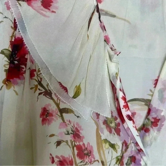 Massimo Dutti Floral Georgette Long Sleeve Blouse Button down Size 6 - Picture 3 of 16